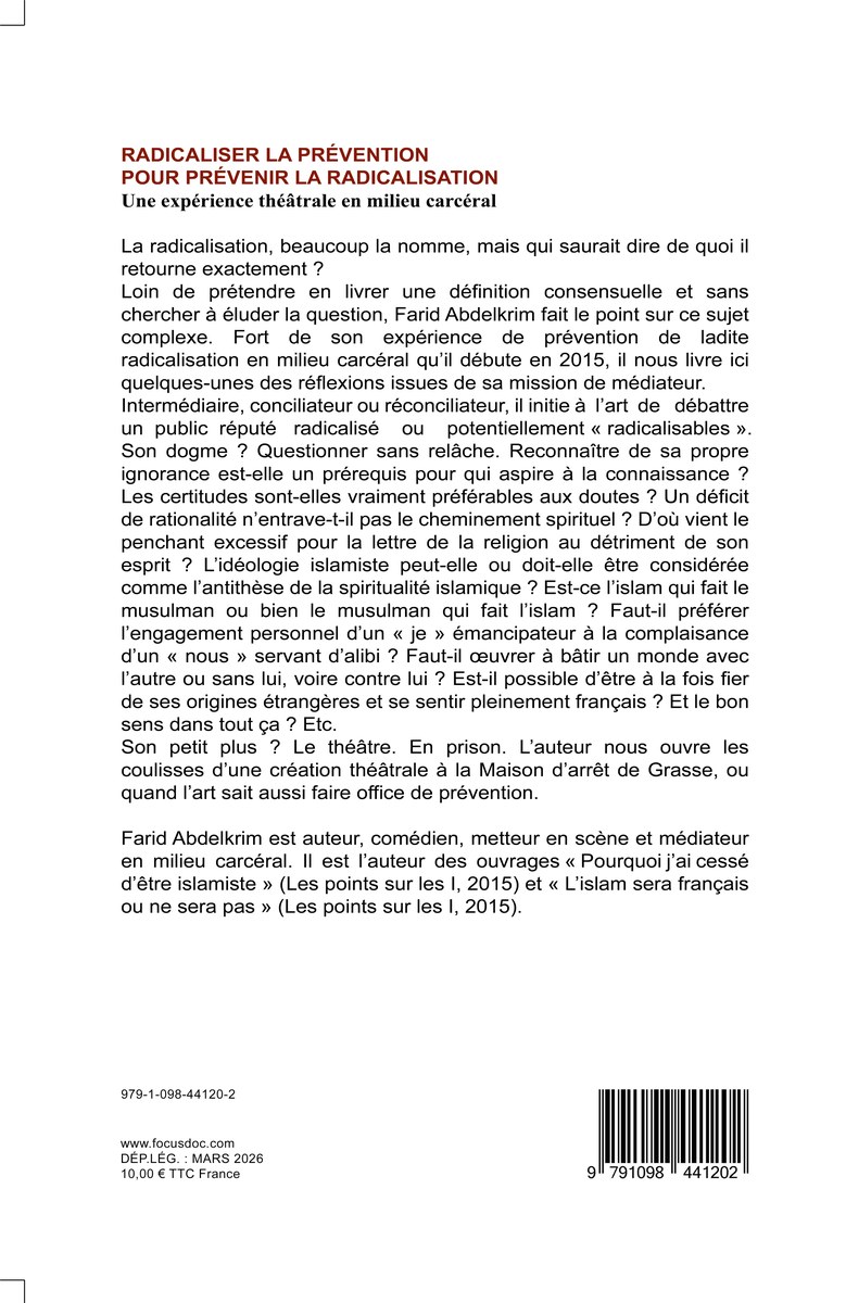 Radicaliser la Prévention — résumé et 4ème de couverture par Farid Abdelkrim