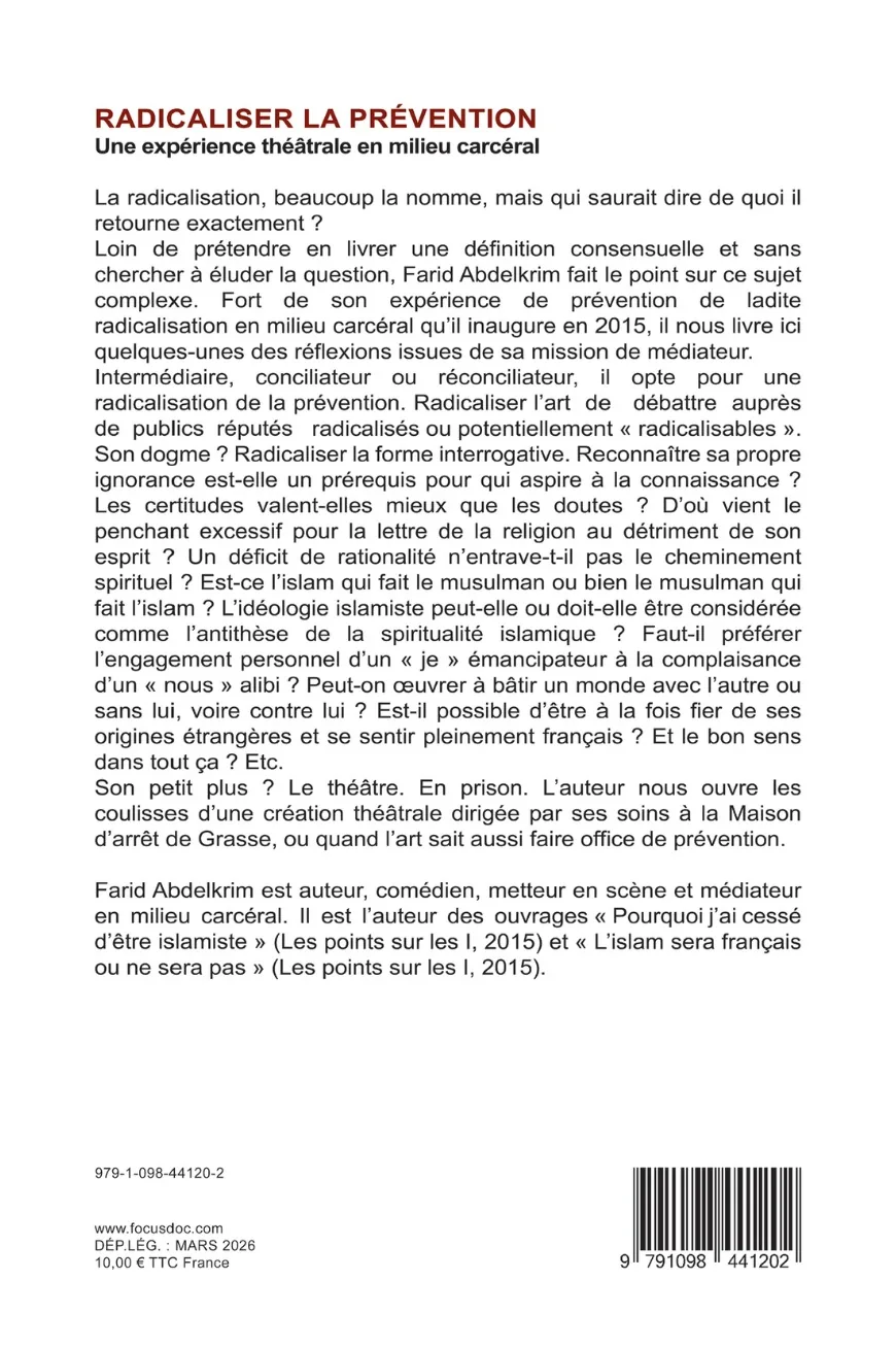 Radicaliser la Prévention — résumé et 4ème de couverture par Farid Abdelkrim